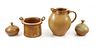 Group of 4 Brown Speckled Pottery Vessels