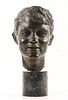Bronze Sculptural Head of Girl w/Ponytail, 20th C.