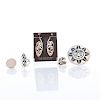NATIVE AMERICAN SILVER EARRINGS, RINGS AND PIN