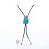 NATIVE AMERICAN SILVER AND TURQUOISE BOLO TIE
