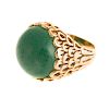 A Ladies Large Scalloped Aventurine in 14K