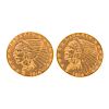 Nice pair of 1914-D Indian Gold Quarter Eagles