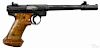 Ruger Mark I target pistol, .22 caliber, with a Ruger barrel weight, custom walnut grips