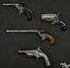 Three antique pistols, to include a Brown Manufacturing ''Southerner'' Derringer pistol