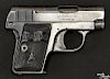 Colt model 1908 hammerless semi-automatic pistol, .25 caliber, with a 2'' barrel. Serial #302705.