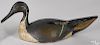 Carved and painted pintail duck decoy, 20th c., with a balsa body, 15'' l.