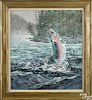 George Luther Schelling (American 1938-), oil on masonite, titled Rainbow Trout, signed