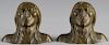 Pair of cast bronze Native American Indian bookends, ca. 1900, signed West, 5 1/2'' h.