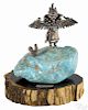 Carol Sues, turquoise and silver Native American Kachina sculpture, titled Kwahu Eagle, 7'' h.
