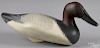 Captain Harry Jobes, ca. 1980, carved and painted canvasback duck decoy, signed, 15 3/4'' l.