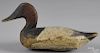 Upper Chesapeake Bay carved and painted canvasback duck decoy, early/mid 20th c., 15'' l.