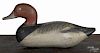 Upper Chesapeake Bay carved and painted redhead duck decoy, mid 20th c., 14'' l.