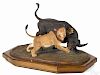 Louis Paul Jonas Studios composition sculpture of a lion attacking a water buffalo, signed L. E.