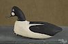 Carved and painted goldeneye duck decoy, mid 20th c., 13 1/2'' l.
