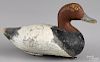Upper Chesapeake Bay carved and painted redhead duck decoy, early 20th c.