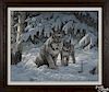 Persis Clayton Weirs (American 20th/21st c.), oil on board winter landscape with lynx, signed
