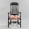 Black-painted and Carved Bannister-back Armchair