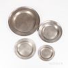 Four Early English Pewter Chargers/Plates
