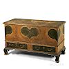 Putty-painted and Heart-decorated Poplar Blanket Chest over Two Drawers