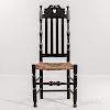Black-painted Heart and Crown Bannister-back Chair