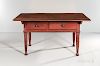 Red-painted Walnut Turned-leg Kitchen Table