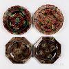 Four Staffordshire Press-molded Tortoiseshell-glazed Earthenware Plates