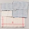 Six Checked Linen Textile Items
