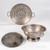 Early Pewter Colander and Two Pierced Strainers