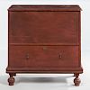 Red-painted Pine Chest over Drawer