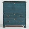 Blue-painted Blanket Chest over Two Drawers