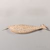 Carved and Painted Wooden Narwhal Plaque