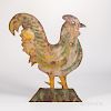 Yellow- and Green-painted Sheet Iron Rooster Weathervane