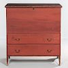 Red-painted Blanket Chest over Two Drawers