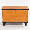 Mustard and Orange Putty-painted Six-board Chest