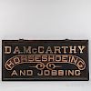 Black and Maroon-painted and Gilt-lettered  Double-sided "D.A. McCarthy Horseshoeing and Jobbing" Sign