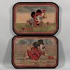 Pair of Early "Pie Eyed" Mickey and Minnie Mouse Hooked Rugs