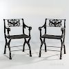 Pair of Black-painted Neoclassical Cast Iron Chairs