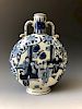 A CHINESE ANTIQUE  BLUE AND WHITE FIGURES MOONFLASK VASE. MARKED