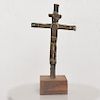 Myrna M Nobile Bronze and Wood Abstract Cross Sculpture