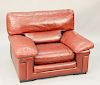 Roche Bobois oversized maroon leather chair. Wd. 45