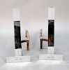 Pair of Alessandro Albrizzi chrome fireplace andirons. Ht. 17 in.