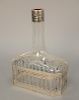 Etched crystal bottle with continental top and base. ht. 8 1/4 in.