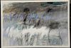 Snyder, abstract 1989, mixed media on paper, pencil signed and dated lower right, Phoenix Art Press label on back. 26 1/2" x 38".