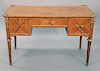 Louis XVI style writing desk with brass mounts. ht. 29 1/2 in., top: 25" x 48".