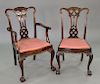 Set of six mahogany Chippendale style dining chairs, two armchairs and four side chairs. ht. 39 in.