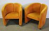 Midcentury Upholstered Lipstick Style Chairs.