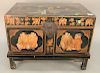Chinese lacquered and painted lift top box, ht. 18 1/2 in., top: 16" x 24 1/2".