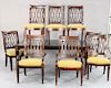 Nine piece Drexel Heritage dining set with table (2 leaves 20" each and pads, top 44" x 74") and chairs, opens 44" x 114". ht. 30 in.
