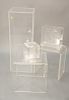 Five piece lucite and plexiglass group, tallest piece: 36 in.