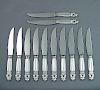 Twelve Georg Jensen Acorn Pattern Silver Steak Knives